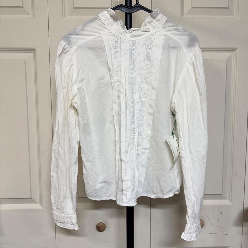 Vintage Lanz Originals White Prairie Blouse Made in USA